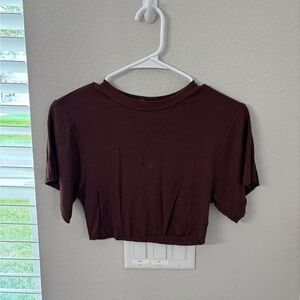 Nasty Gal Red Crop Top with Crew Neck and Short Sleeves